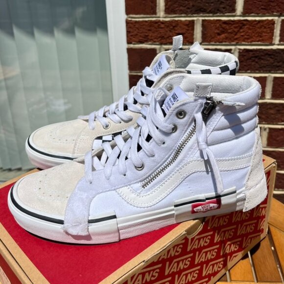 Vans Sk8-Hi Reissue Cap Checkerboard Black White Suede Canvas Sneakers Men's 8 - Picture 2 of 8